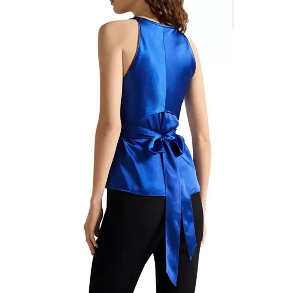 Ted Baker London NWT Women's MIKELLE Self Tie Halter Cam Dark Blue Size 2 $198 - Picture 3 of 11